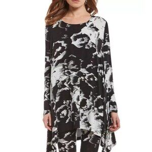 Bryn Walker Chester Size Large Black White Asymmetric Jersey Tunic Top Italian